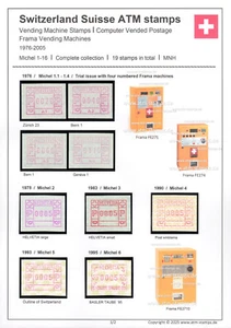 Switzerland Suisse ATM stamps complete on Album sheets MNH Frama automatic CVP - Imagen 1 de 2