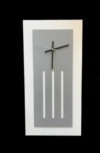 Art Déco Estilo Pared Grande Retro Reloj Rectangular en Blanco & Luz Gris Liso - Imagen 1 de 2