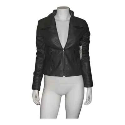 Jaqueta de Moto Maralyn & Me Juniors Couro Sintético Carvão Cinza Extra Pequena Nova Com Etiqueta - Imagem 1 de 4