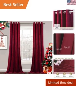 Elegant Red Velvet Blackout Curtains - 52x84 inches, Perfect for Winter Decor - Picture 1 of 10