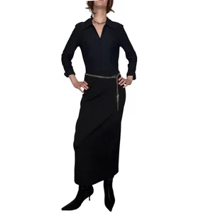 VTG Morticia Addams Style Maxi Pencil Dress Size 4 Dark Academia Corporate Goth - Picture 1 of 15