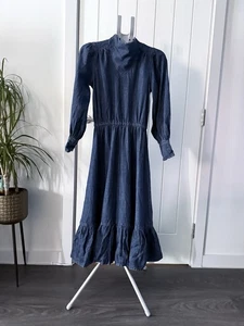 Anthropologie ALIGNE Denim Midi Dress Blaire Cowl Neck Dress Size Uk6 - Picture 1 of 24