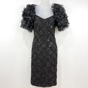 Evenings By Pantagis Dress Women's 3/4 VTG 80s Holiday Glam Party Union Made - Picture 1 of 14