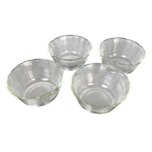 Set of 4 Vintage Pyrex Corning 463 Custard Cup Scalloped Edge 175ml Clear - Picture 1 of 4