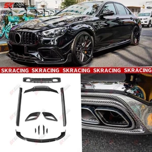 Dry Carbon Front Rear Lip Side Skirts Wing Kits Fits Mercedes Benz E63 AMG 21-23 - Picture 1 of 28