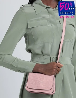 RRP€325 VISONE Leather Crossbody Bag Animal Print Logo Pink Made in Italy - Image 1 of 4