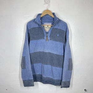 Fat Face Airlie 1/4 Zip Jumper Mens M Blue Striped Pullover Nautical Fisherman - Picture 1 of 11