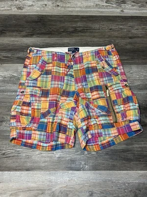 Pantalones Cortos de Carga Vintage Polo Ralph Lauren Patchwork Madrás a Cuadros Talla 36 Foto 1 de 4