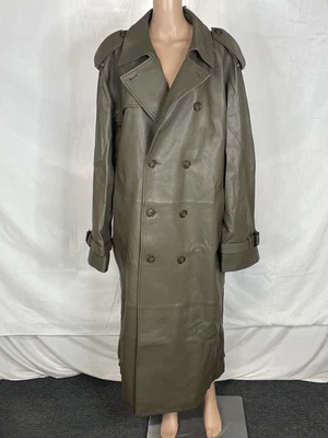 Coach Men's Leather Trench Coat Size XXL Deep Olive - Image 1 of 4