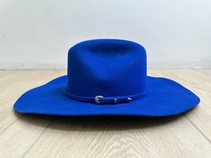Serratelli Hat Co Royal Blue 100% Wool Long Oval Star Cowboy Hat USA Made, 7 1/4 - Picture 1 of 21