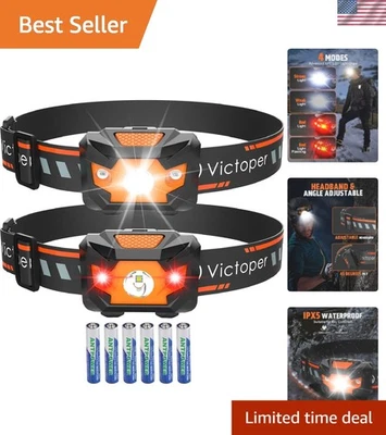 4 Modes LED Headlamps - Battery Powered, Lightweight for Hiking & Camping - Image 1 of 4