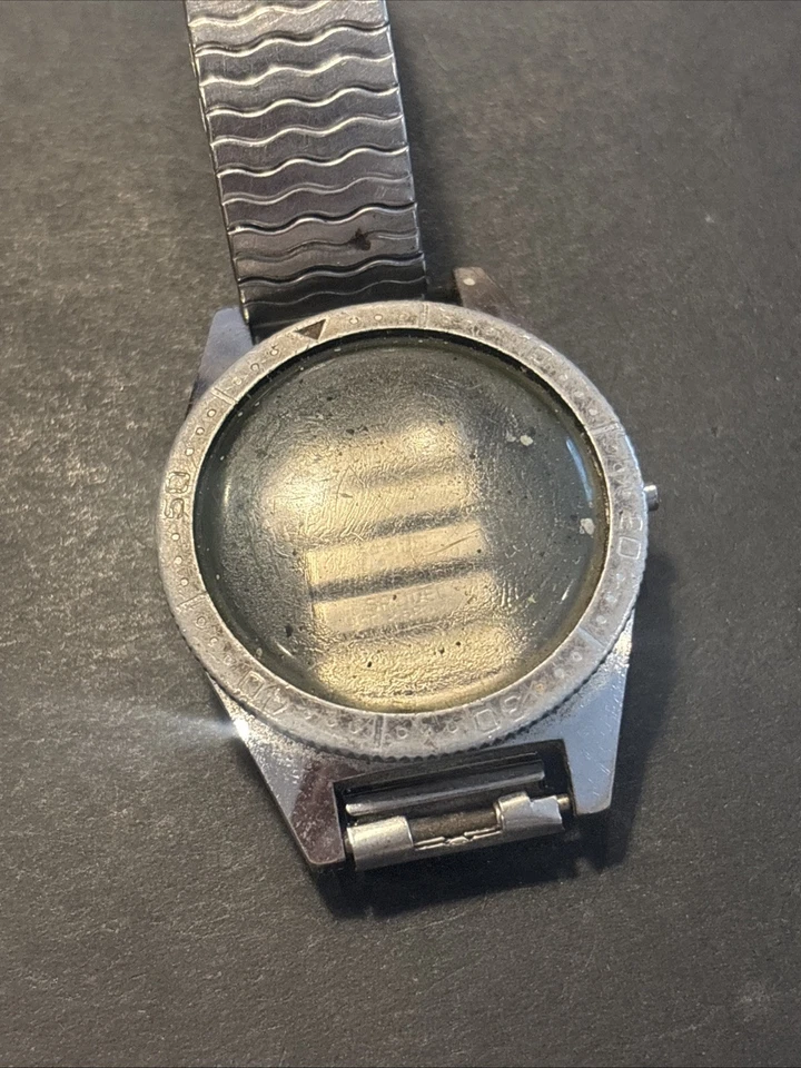 D04 Divers Style Silver Tone Watch Head With Speidel Band Parts Repair Restore - Image 1 of 4