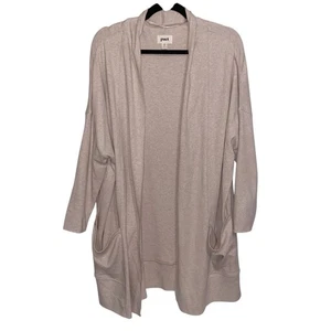 PACT Airplane Cardigan Womens M/L Heathered Tan Oversized Open Front Organic - Picture 1 of 11