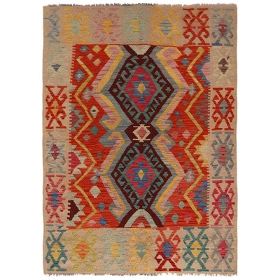 Amazing Hand Knotted Vintage Turkish Kilim 5.7 x 4.2 ft Wool Area Rug - Image 1 of 4