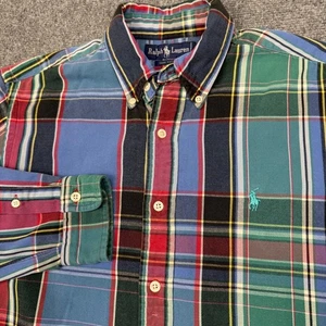 Ralph Lauren Shirt Men M Multicolor Plaid Button Down Long Sleeve Classic Preppy - Picture 1 of 8