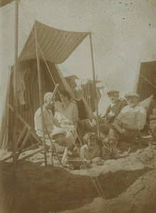 France Malo les Bains Family at the Beach Tent Old Photo 1930 - Picture 1 of 3