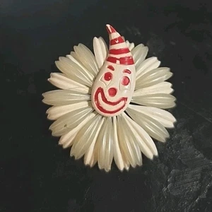 Coole Vintage Clown Haarspange rot-weiß Retro Zirkus - Bild 1 von 5