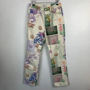 Zara Jeans Womens Eur 40 W30 L31 Patterned Print Festival Summer Boho Loud Retro - Picture 1 of 13