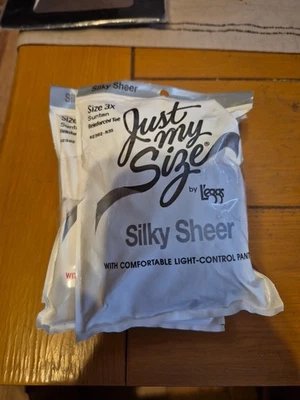 Lote de 3 pantimedias vintage Just My Size 3X par de piernas reforzadas con bronceado  Foto 1 de 2