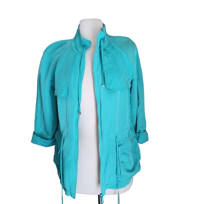 LAFAYETTE 148 NEW YORK Linen Windbreaker Jacket Womens 6 Zipper Pockets - Image 1 of 4