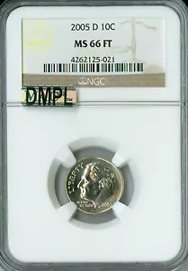 2005 D ROOSEVELT DIME NGC MS66 FT MAC DMPL BUSINESS STRIKE RARE . - Picture 1 of 4
