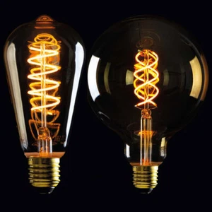 E27 Retro Vintage Edison Flexible LED Spiral Filament Light Bulb Transparent - Picture 1 of 17