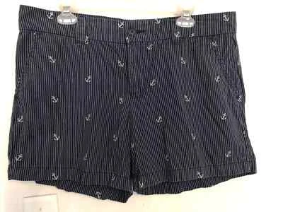 Tommy Hilfiger Womens Shorts 12 Blue White Khaki Chino Striped Anchor Pockets - Image 1 of 4