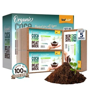 Coco Coir Brick 1.4 Lb Coconut Soil, Organic Natural Seed Starter - 5 Pack - Picture 1 of 9