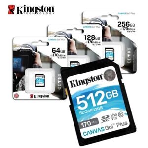 Neu Kingston Canvas Go Plus 64GB 128GB 256GB 512GB SDXC SD Card Speicherkarten