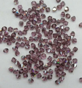 24pc Swarovski Crystal Light Amethyst Satin 4mm Bicone 5328 Beads - Picture 1 of 1