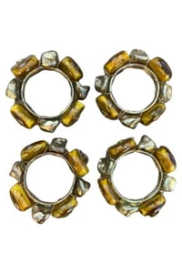 Amber-tone wired chunks napkin rings (lot of 4) - Picture 1 of 4