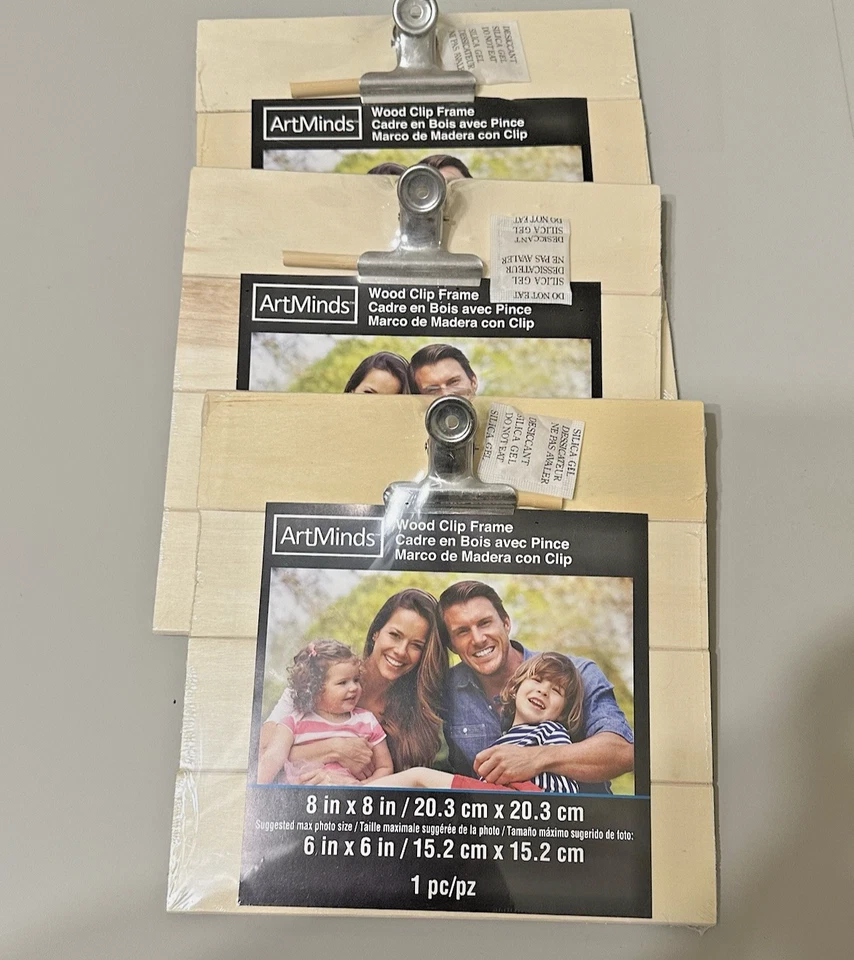 ArtMinds Wood Clip Board Frame Photo Frame 8 Inch Natural Color