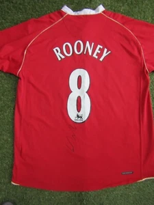 Camiseta de fútbol local Wayne Rooney #8 firmada a mano del Manchester United - Autógrafo - Imagen 1 de 4