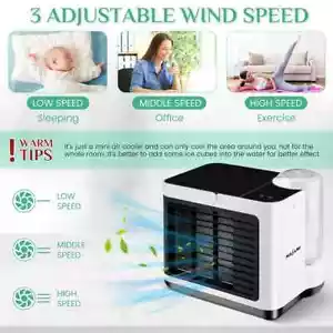 Portable Air Conditioning Fan 3 Speeds Mini Air Conditioner Anion Purifier - Picture 1 of 7