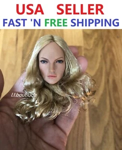 1/6 Female Head Sculpt Blonde Hair for 12'' Female Action Figure Doll - Picture 1 of 3