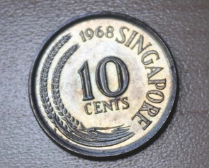 1968 Singapore 10 Cents Crowned Seahorse - Picture 1 of 2