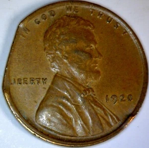 1920 ERROR STRAIGHT CLIPPED Lincoln Wheat Cent Coin NICE Rare Type Clip NR - Picture 1 of 4