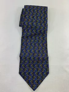 Daniel De Fasson Seidenkrawatte blau mit Blumenmuster - Bild 1 von 3