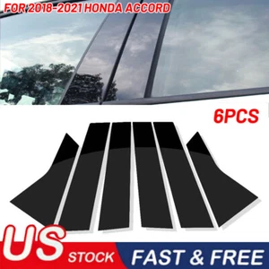6x postes de pilar negro brillante para Honda Accord 2018-2021 cubierta de borde de puerta ventana EE. UU. - Imagen 1 de 8