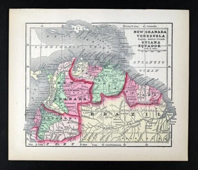 1857 Morse Map South America Ecuador New Granada Colombia Guiana Brazil Amazon - Image 1 of 4
