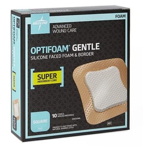 Optifoam Gentle SA MSC2144EP Silicone Faced Foam & Border Dressing 4" x 4" 10/BX - Picture 1 of 1