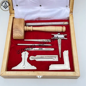 Masonic Standard Working Tools Set Full Size With Wooden Box Premium Quality - Picture 1 of 17