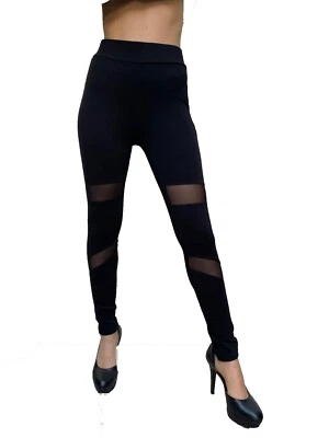 CiSono Ponte Legging Sheer Workout stretch spandex black yoga running skinny leg - Image 1 of 3