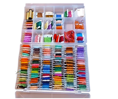 Lot of 186 Embroidery DMC Floss Thread  Carded  Numbered in 2 Organizer   Boxes - Image 1 of 4