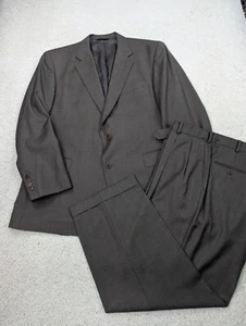 Suit Mens 46R 40x27 Brown Wool 2 Piece Jacket Pants Vintage Made in USA 2 Button - Picture 1 of 21