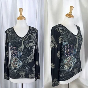 Beaded Patchwork Blouse Top Fairycore Goth Boho Y2K Art To Wear 90s Size Medium - Picture 1 of 8