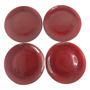 Akcam RED Glitter 11" Turkish Glass Dinner Plates Set of 4 - Picture 1 of 5