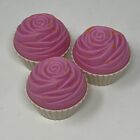 Boley Lot of 3 Pink Cupcakes Sprinkles White Wrapper Pretend Play Food Dessert