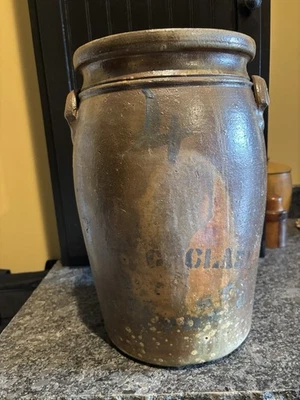 Rare Antique A. C. Clark; Ironton OH 4 Gallon Stoneware Crock - Image 1 of 4
