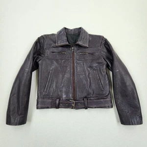 Kids Leather Jacket Youth Boys Girls Purple Moto Bomber Genuine Full Zip Biker - Picture 1 of 15